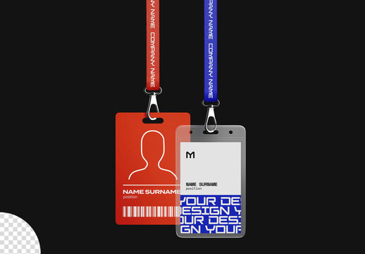 ID Staff Card Badges Mockup Isolated