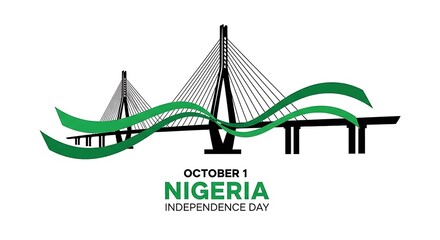 Nigeria Independence Day October 1 Cable Stayed Bridge Green Ribbons image
