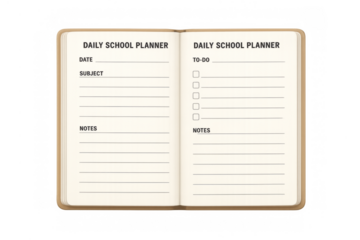 Daily school planner notebook with to-do list