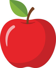 Vibrant red apple with green leaf isolated healthy fresh fruit ingredient food vector