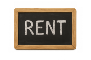 Rent word written on chalkboard for housing concepts