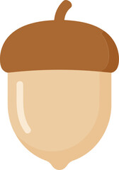 Simple cartoon acorn icon minimalist autumn harvest symbol cute nut nature element vector