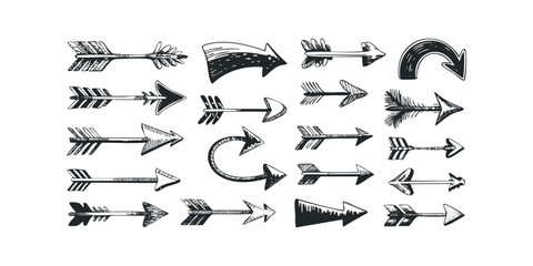 Naklejka premium Hand Drawn Arrow Collection Diverse Styles and Directions