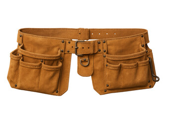 Leather tool belt with pouches for work tools