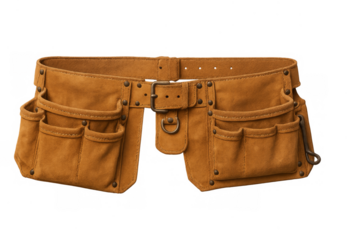 Leather tool belt with pouches for work tools