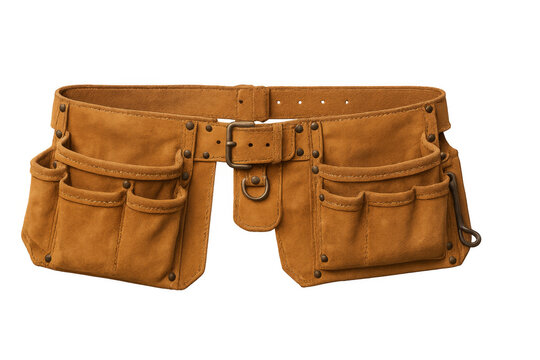 Leather tool belt with pouches for work tools