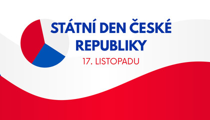 Professional design celebrating Czech Republic National Day, November 17, featuring the Czech flag colors (red, white, blue) and elegant Czech text symbolizing pride and national unity.