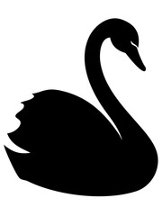 Swan floating silhouette vector illustration