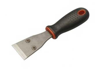 Scraper tool with black handle, isolated on transparent background