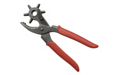 Revolving leather hole punch tool with red handles