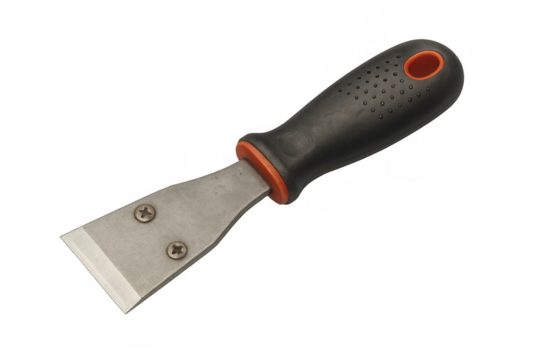 Scraper tool with black handle, isolated on transparent background
