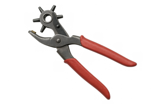 Revolving leather hole punch tool with red handles