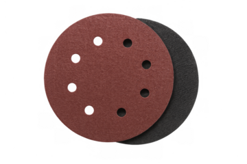 Sanding discs abrasive tool accessories with holes on transparent background