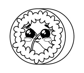 Funny black-and-white sushi coloring mascot