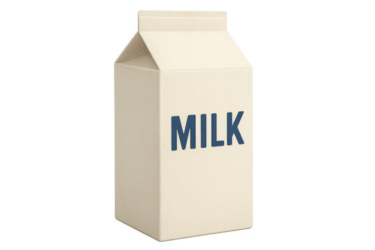 Milk carton packaging for dairy beverage on transparent background