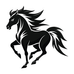 Black running mustang horse silhouette vector illustration design