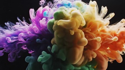 Vibrant Plumes of Colorful Ink Billowing in Water Against a Black Background. - Powered by Adobe