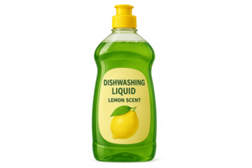 Dishwashing liquid bottle with lemon scent for cleaning