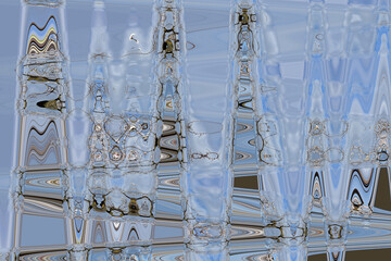 Abstract glass texture with blue reflections and liquid distortion