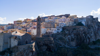 Obraz premium Aerial view to Castelsardo, Sassari, Sardinia, Italy, Europe