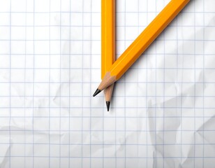 Two pencils on crumpled grid paper