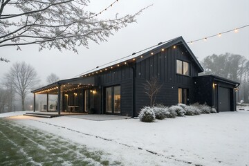 Fototapeta premium Minimalist Black Home Christmas Lights