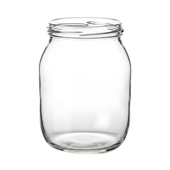 Empty clear glass jar with screw top threads isolated on transparent background