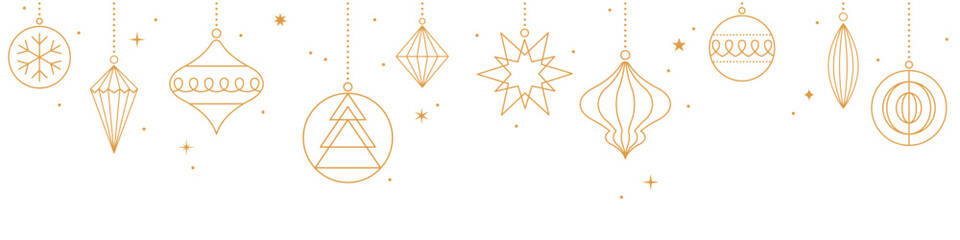 Christmas ball background, ornament border, gold decorations