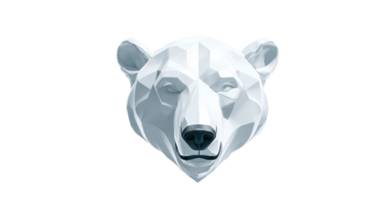 3D Geometric Polar Bear Head on white background