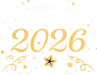 Vibrant Happy New Year 2026 Typography Banner