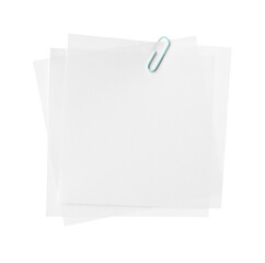 Blank paper notes with clip isolated on white