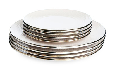 Stack of ceramic plates isolated on white