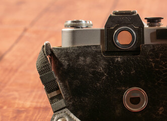 An old film SLR camera in action.