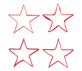 Vector art of four red outlined stars, representing success, achievement, or a rating system, with a clean and simple design perfect for various graphic applications