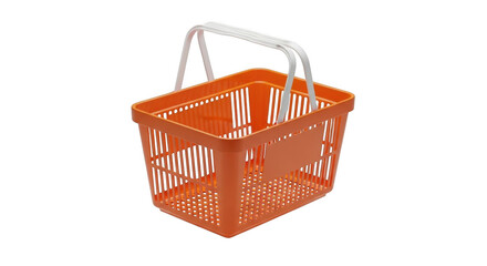 Fototapeta premium Orange shopping basket with white handle for retail and grocery store use