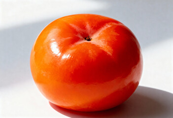 Ripe Persimmon Fruit on White Background in Close-Up(generated by AI)