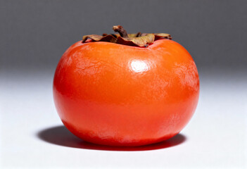 Ripe Persimmon Fruit on White Background in Close-Up(generated by AI)