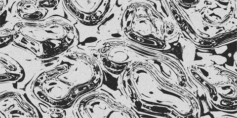 Abstract swirling organic shapes and patterns with a grainy texture, black and white monochrome design isolated on transparent background