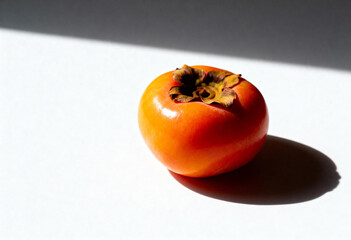 Ripe Persimmon Fruit on White Background in Close-Up(generated by AI)
