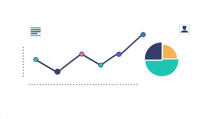 clean, minimalist infographic featuring a line graph and a pie chart, ideal for visualizing data and trends. Perfect for business presentations, financial reports, and analytical blogs