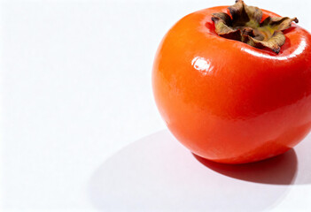 Ripe Persimmon Fruit on White Background in Close-Up(generated by AI)