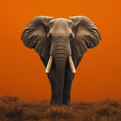 Obraz premium an elephant against a sunset and an orange sky