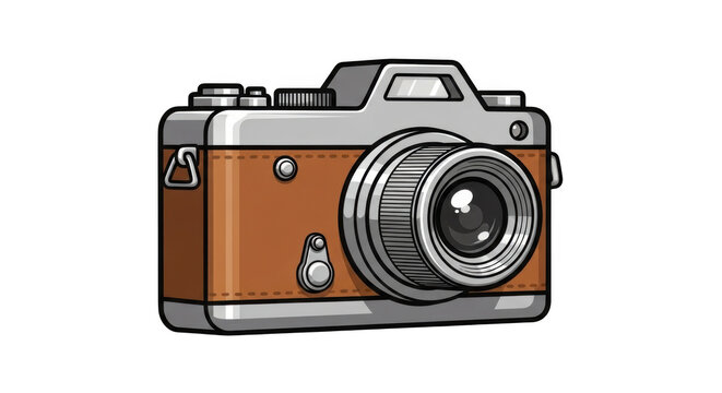 Retro analog camera design featuring classic orange and silver tones for photography enthusiasts