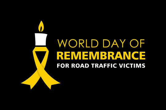 World Day of Remembrance for Road Traffic Victims With Yellow Ribbon and Candle