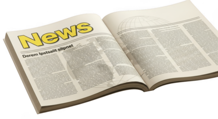 Open newspaper showing news headline with articles ready to read engaging content