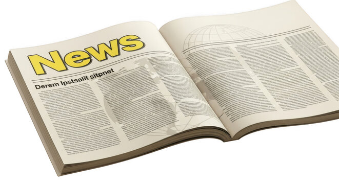 Open newspaper showing news headline with articles ready to read engaging content