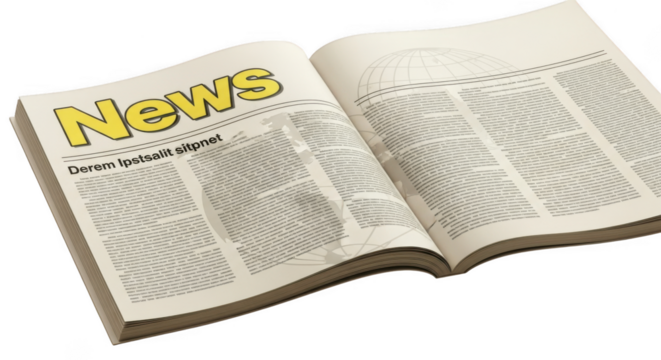 Open newspaper showing news headline with articles ready to read engaging content