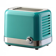 Teal boxy appliance with rounded edges, ventilation on top on transparent background