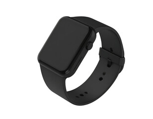 Sleek Black Smartwatch: A modern smartwatch displays a blank screen. This device encapsulates elegance and functionality in a seamless design.