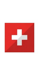 Fototapeta premium A flat rectangular graphic featuring a red background with a central white cross, indicative of national identity. Simple design